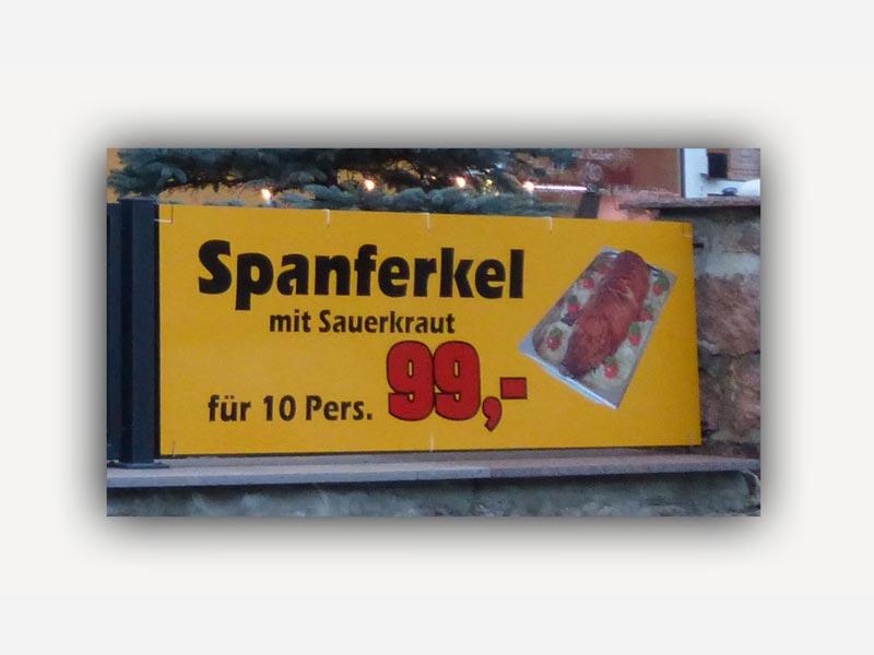 Alu-Dibond-Schild Spanferkel